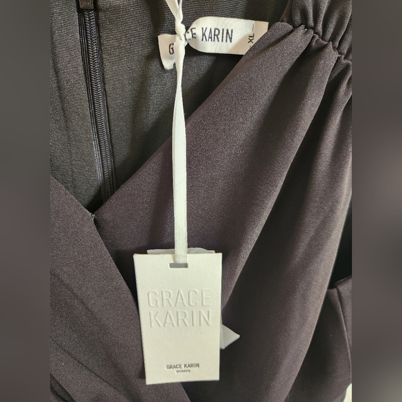 Grace Karin Women Dress‎ Sleeveless Surplice Black Basic XL Extra Large NWT - Picture 2 of 8